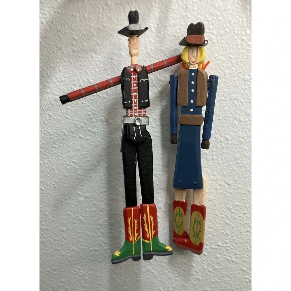 VTG 1994 Depart‎ 56 Cowboy Cowgirl Articulated Ornaments Hanging Western Rodeo